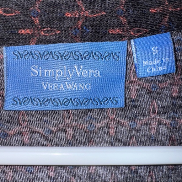 Simply Vera Vera Wang black mixed fabric blouse small sheer sleeve top - Picture 4 of 6